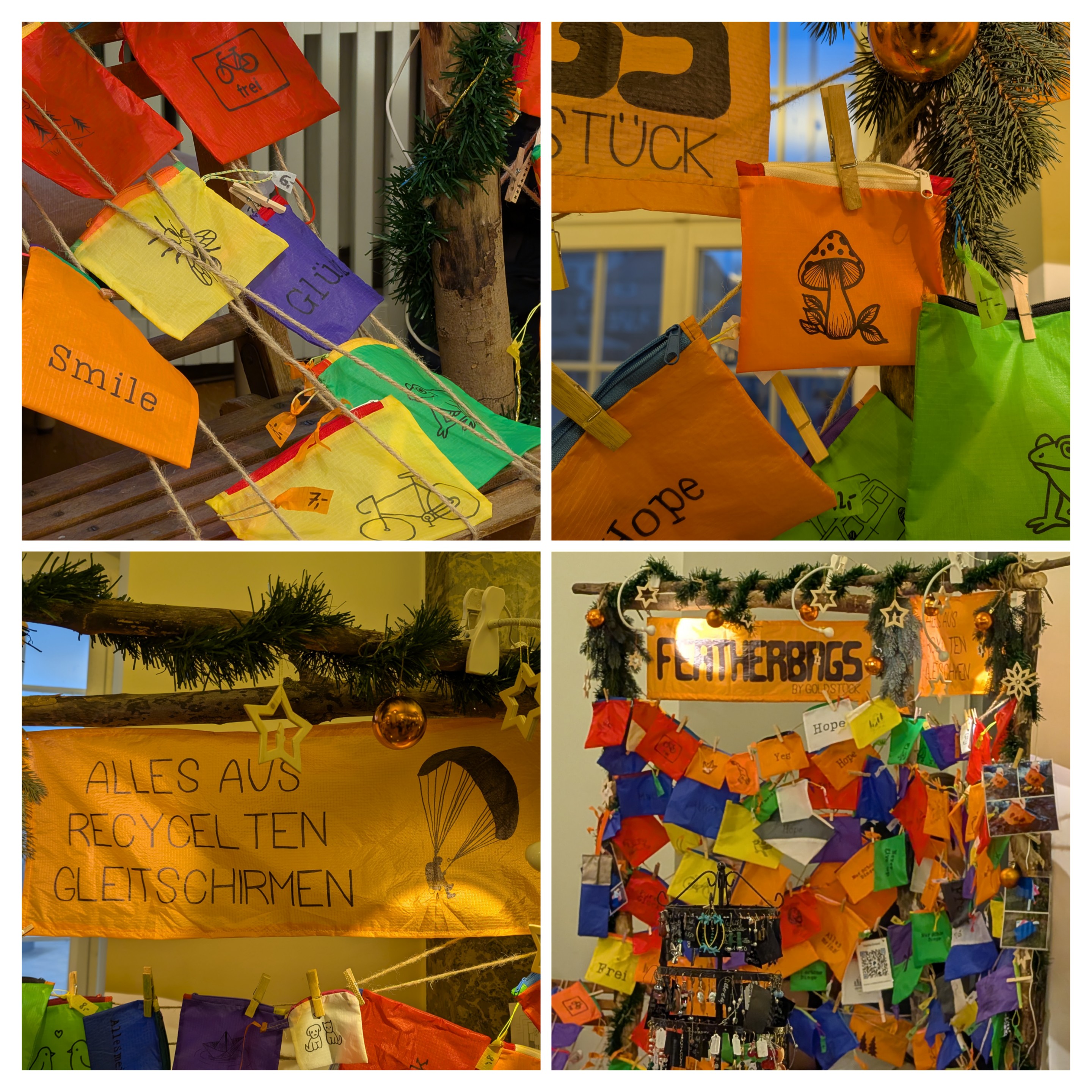 Wir bieten unsere ultraleichten und robusten Featherbags aus Gleitschirmstoff seit 2024 auf verschiedenen Märkten im Großraum Karlsruhe an.